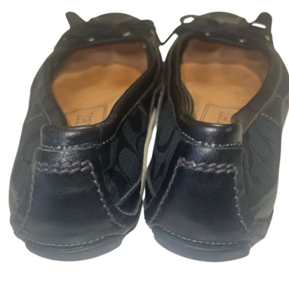 Coach Sarah Black Leather C Logo Ribbon Bow Accent Slip On Flats Size 7.5 - Picture 7 of 10